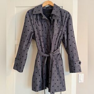 Banana Republic Navy Polka Dot Trench Coat Size L